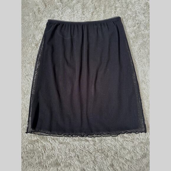 Y2K 90s Vintage Boutique Europa Black Lace Print Mesh Slip Skirt Chic Pinterest - Picture 6 of 7